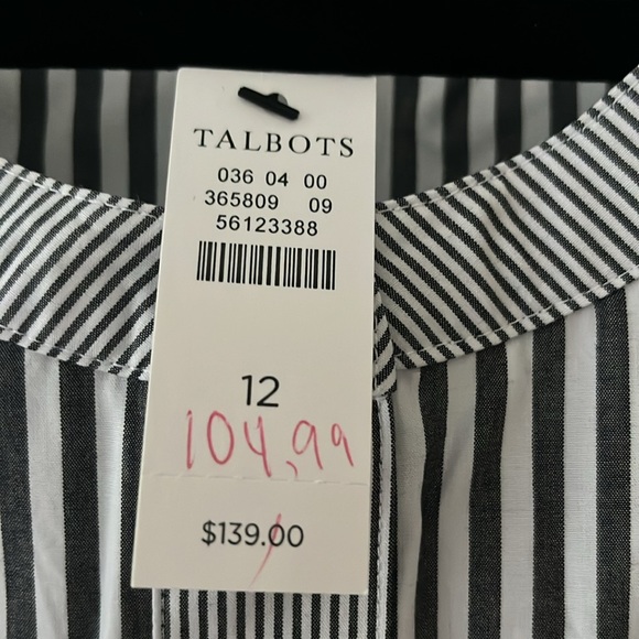 Talbots striped shirt dress NWT Size 12. - Picture 4 of 8